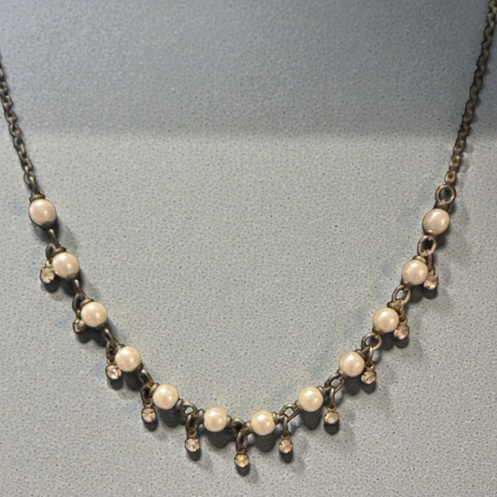 Adorable Little Dainty Pearl and Crystal Necklace